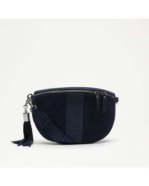 Russell & Bromley Blue Rotate Curved Crossbody Bag