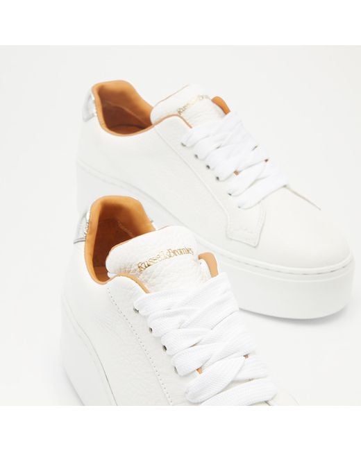 Russell & Bromley Park Tie Women's White Lace Up Flatform Sneaker