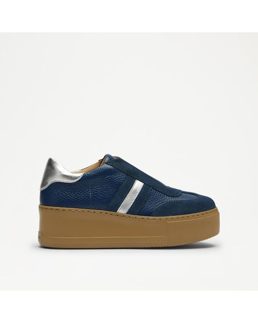 Russell & Bromley Blue Strike Women's Navy Stripe Flatform Trainers