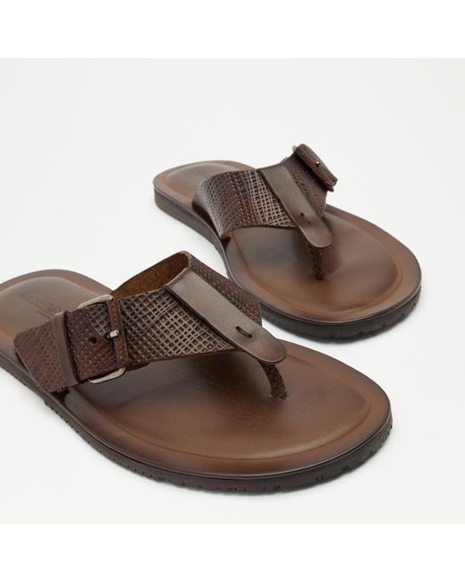 Russell & Bromley Brown Buckle Up Toe-post Buckle Sandal for men
