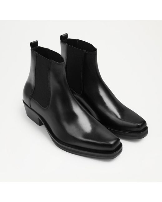 Russell & Bromley Brynner Mens Cuban Square Chisel Chelsea Boots, Black, Leather for men