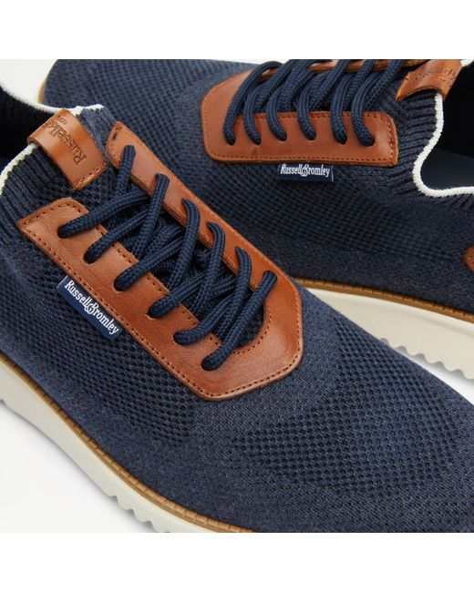 Russell & Bromley Blue Ingleside Men's Navy Knitted Lace Up Sneaker for men