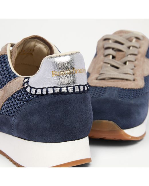 Russell & Bromley Blue Run Mix Lace Up Slim Sole Runner Sneaker