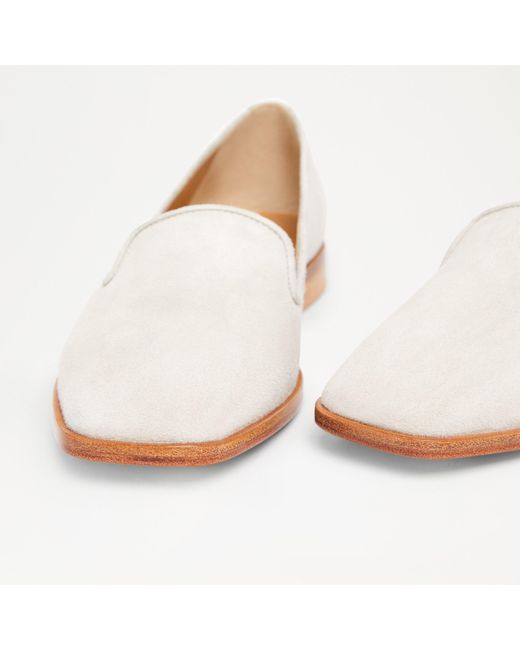 Russell & Bromley White Arena Women's Beige Suede Square Toe Slippers