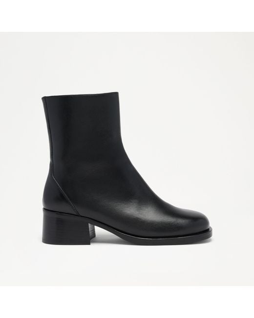 Russell & Bromley Black Bowland Clean Block Heel Ankle Boot