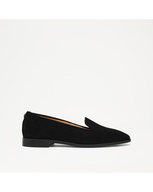 Russell & Bromley Arena Women's Black Suede Textured Square Toe Slippers