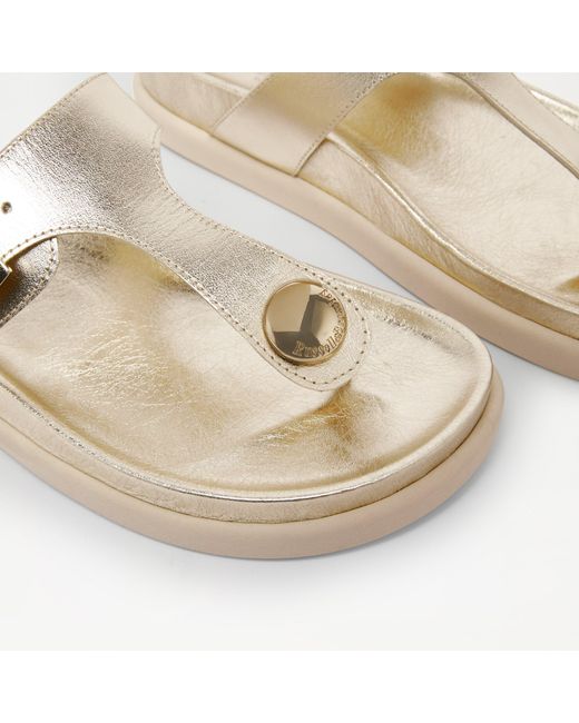 Russell & Bromley Natural Phoenix Women's Gold Thong Footbed Sandal