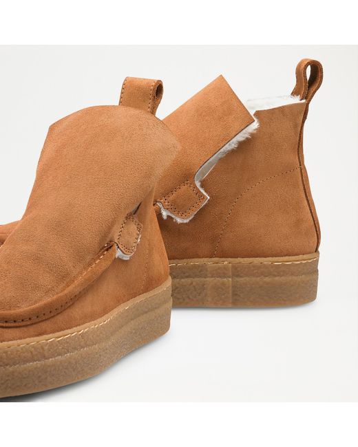 Russell & Bromley Brown Snug Women's Tan Shearling Moccasin Fold Down Boot