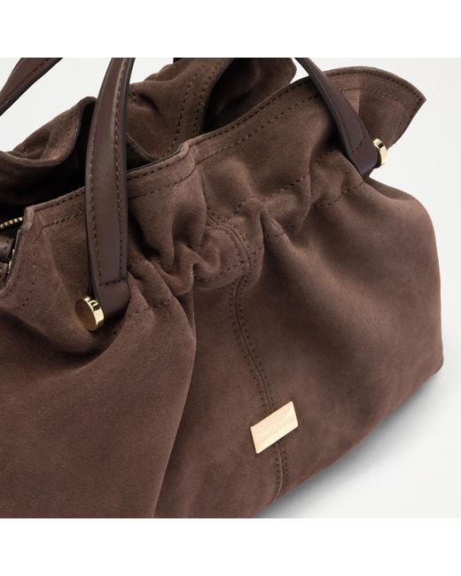 Russell & Bromley Brown Jessie Leather Ruched Crossbody Bag