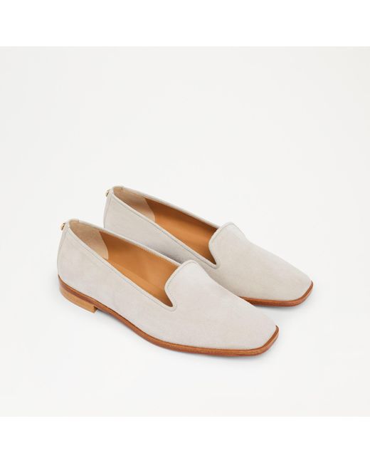 Russell & Bromley White Arena Women's Beige Suede Square Toe Slippers