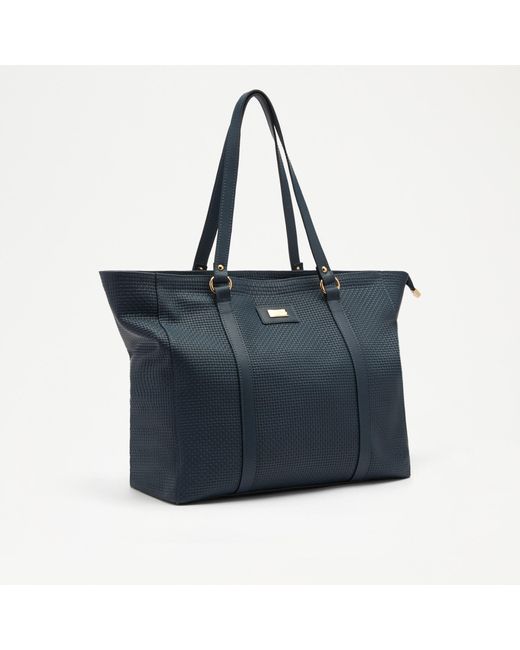 Russell & Bromley Blue City Trip Women's Navy Weave Embossed Tote Bag