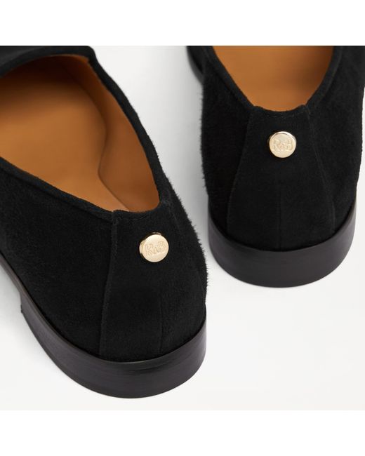 Russell & Bromley Arena Women's Black Suede Textured Square Toe Slippers