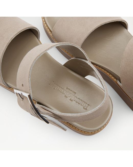Russell & Bromley Brown Boston Women's Comfortable Neutral Suede Sporty Flatform Sandals