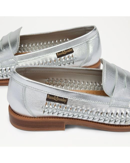 Russell & Bromley White Larton Woven Saddle Loafer