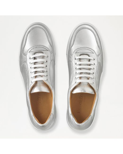 Russell & Bromley White Park Lace Gold Clip Lace Up Sneaker