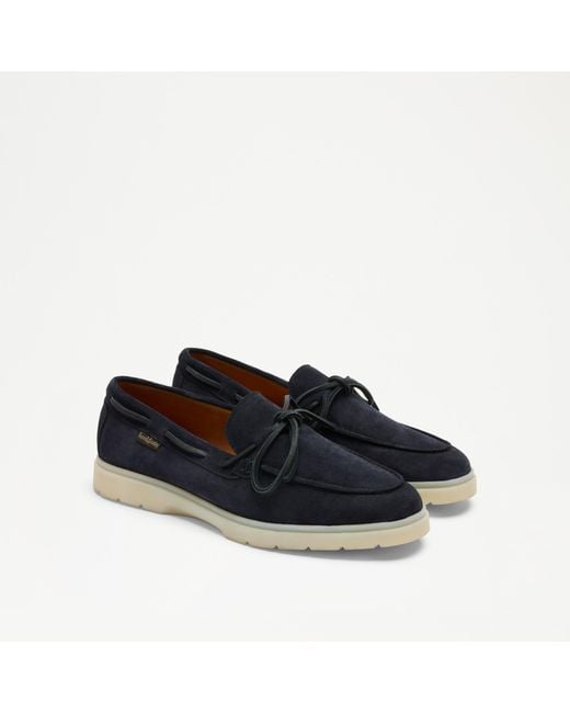 Russell & Bromley Blue Camerino & Suede Lace Tie Loafer for men