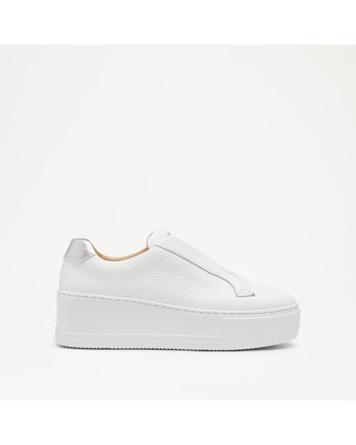 Russell & Bromley Park Up Women's White Laceless Flatform Sneaker