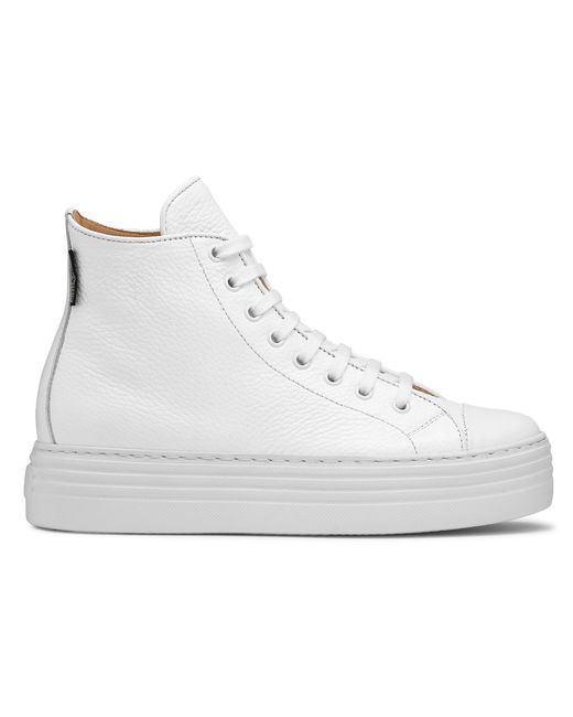 Russell & Bromley Women's White Leather Saturn Hi Flatform High-top Sneakers, Size: Uk 6