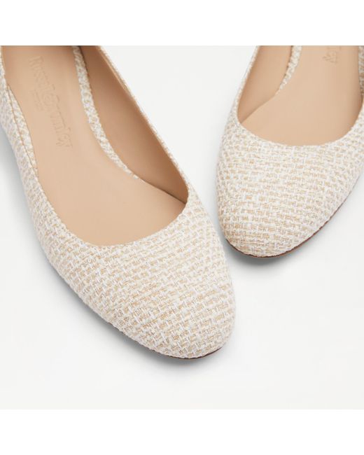 Russell & Bromley Natural Lava Women's Comfortable White Fabric Feature Heel Round Toe Court Pumps