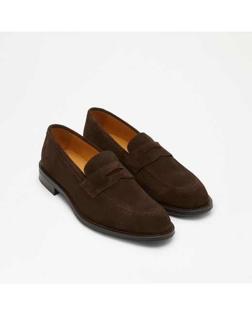 Russell & Bromley Davis Men's Comfortable Brown Suede Rubber Sole Saddle Loafers for men