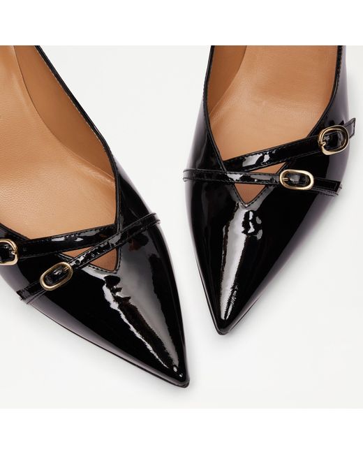 Russell & Bromley Black Pointer Buckle Heel