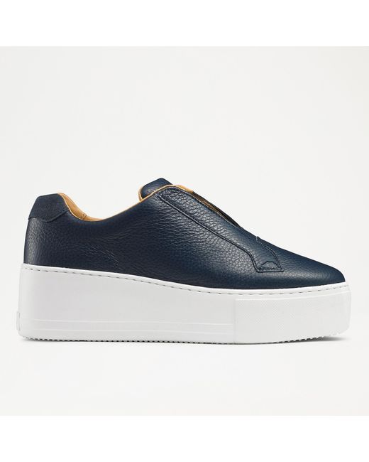 Russell & Bromley Blue Park Up Flatform Laceless Sneaker
