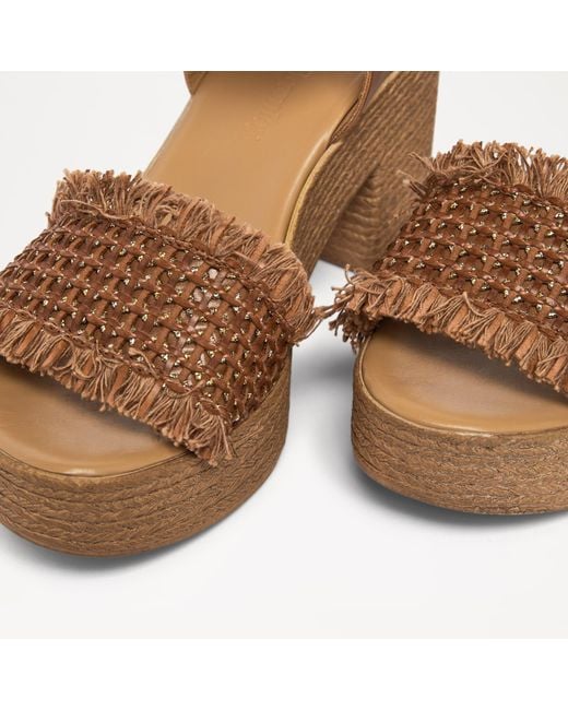 Russell & Bromley Brown Liberate Women's Tan Woven Platform Sandal