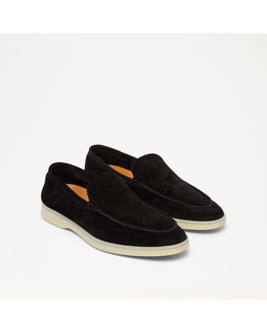 Russell & Bromley Carmel Mens Pointed Toe Soft Slip On Casual Shoes, Slip-resistant Black, Suede for men