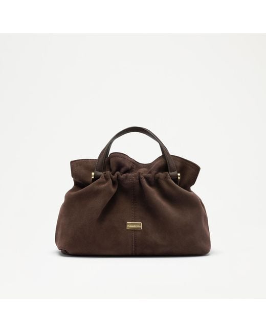 Russell & Bromley Brown Jessie Leather Ruched Crossbody Bag