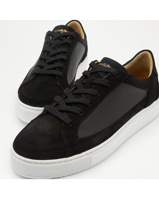 Russell & Bromley Finlay Men's Black Leather & Suede Colour Block Retro Laced Sneakers for men