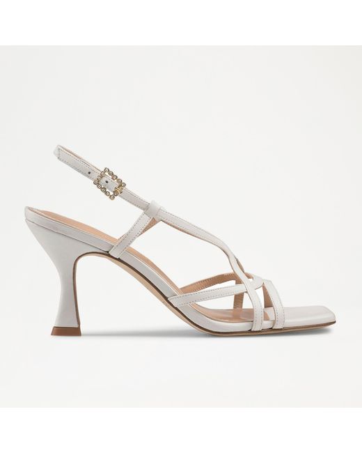 Russell & Bromley White Prosecco Strappy Kitten Heel Sandal