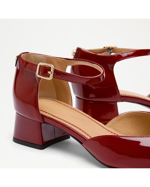 Russell & Bromley Red Esme Square Toe Block Heel