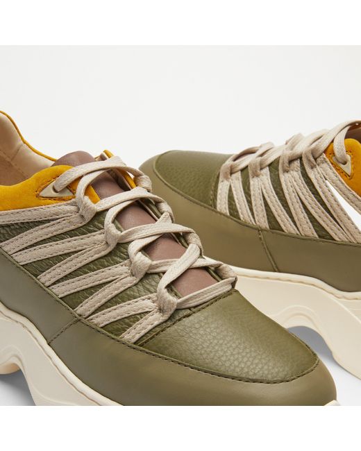 Russell & Bromley Yellow Jive Lace Up Layered Sneaker