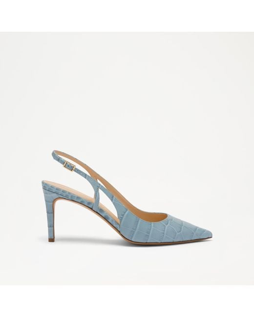 Russell & Bromley Blue Liney Cutout Slingback Heel