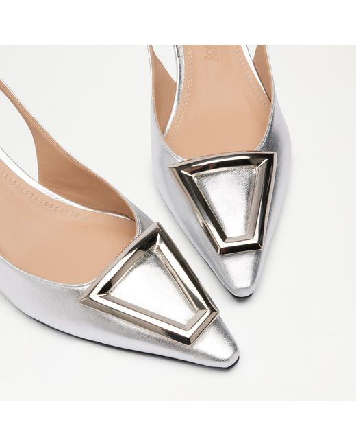 Russell & Bromley White Stand Out Slingback Kitten Heel