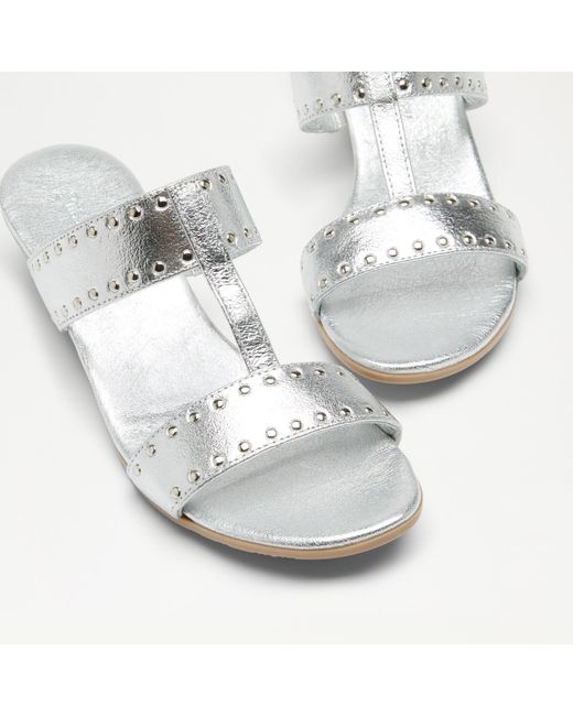 Russell & Bromley White Pin It Studded Slip-on Wedge