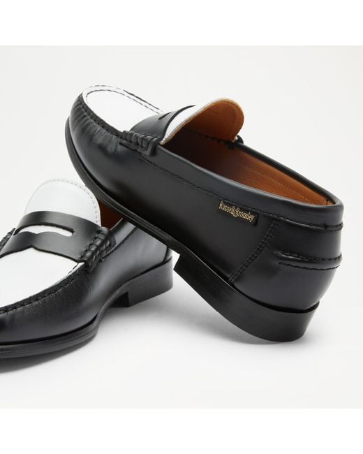 Russell & Bromley Penny Women's Black Nappa Leather Colour Block Penny Loafers