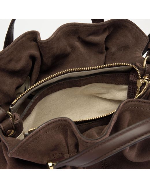 Russell & Bromley Brown Jessie Leather Ruched Crossbody Bag