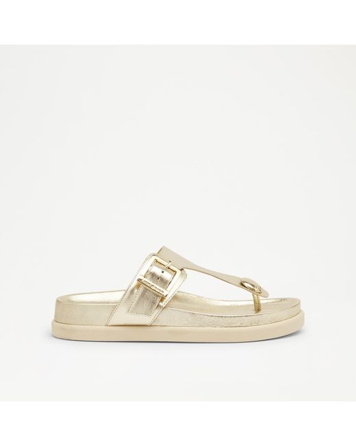 Russell & Bromley Natural Phoenix Women's Gold Thong Footbed Sandal