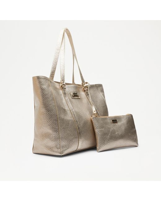 Russell & Bromley White City Trip Women's Gold Weave Embossed Tote Bag