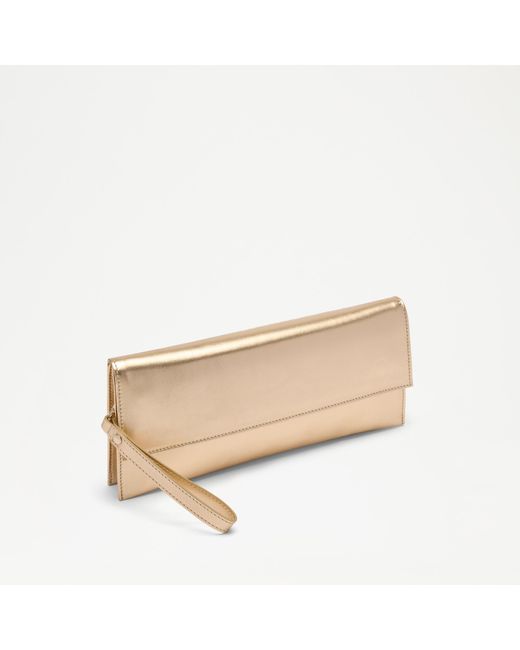 Russell & Bromley Natural Melrose Streamlined Foldover Clutch