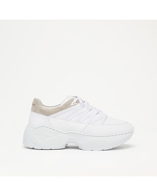 Russell & Bromley White Jive Lace Up Layered Sneaker