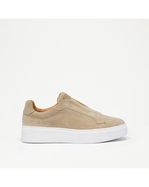 Russell & Bromley Natural Park Mid Women's Beige Suede Flatform Mid Laceless Sneakers