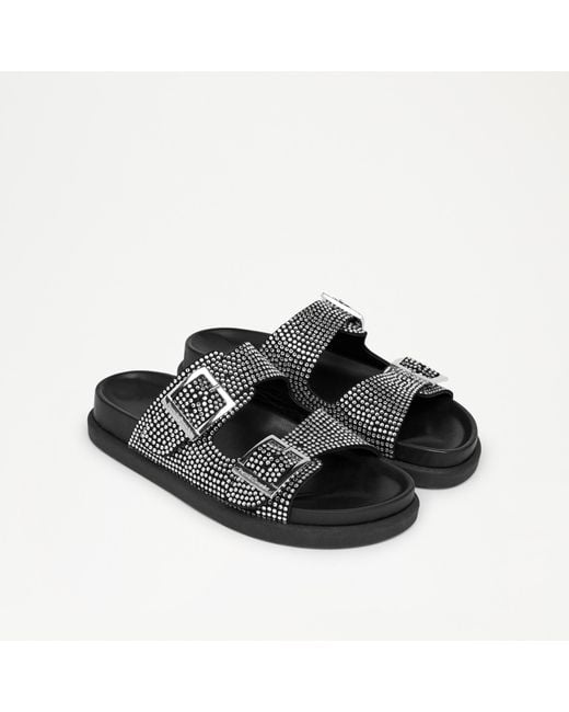 Russell & Bromley Locate + Women's Black Embellished Footbed Sandal