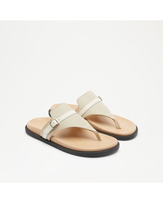 Russell & Bromley Natural Lantern Toe Post Covered Footbed Sandal