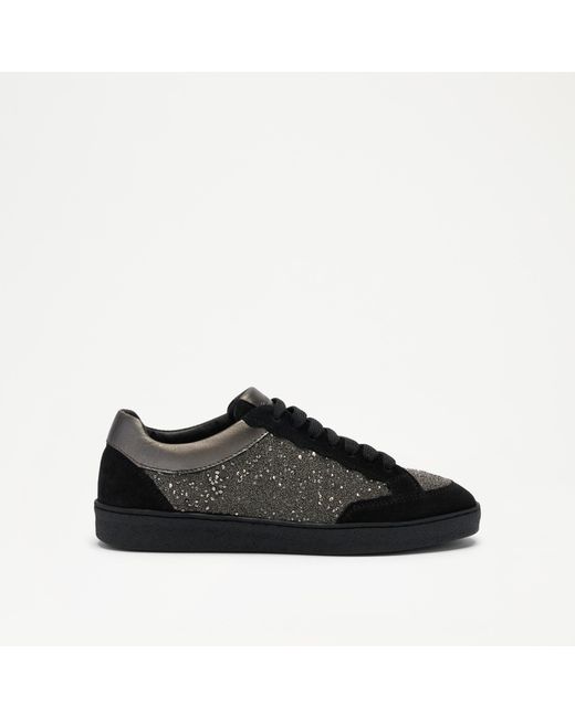 Russell & Bromley Black Roller Scalloped Lace Up Trainer