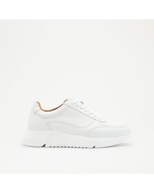 Russell & Bromley Hop Women's White Leather Clean Lace Up Runner Sneakers