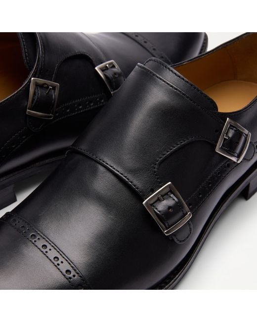 Russell & Bromley Black Marco Double Monk Shoe for men