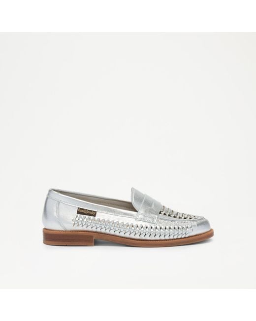 Russell & Bromley White Larton Woven Saddle Loafer