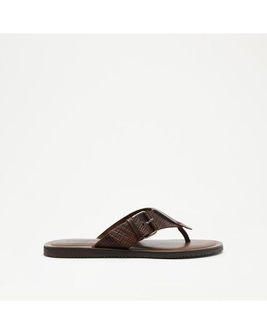 Russell & Bromley Brown Buckle Up Toe-post Buckle Sandal for men
